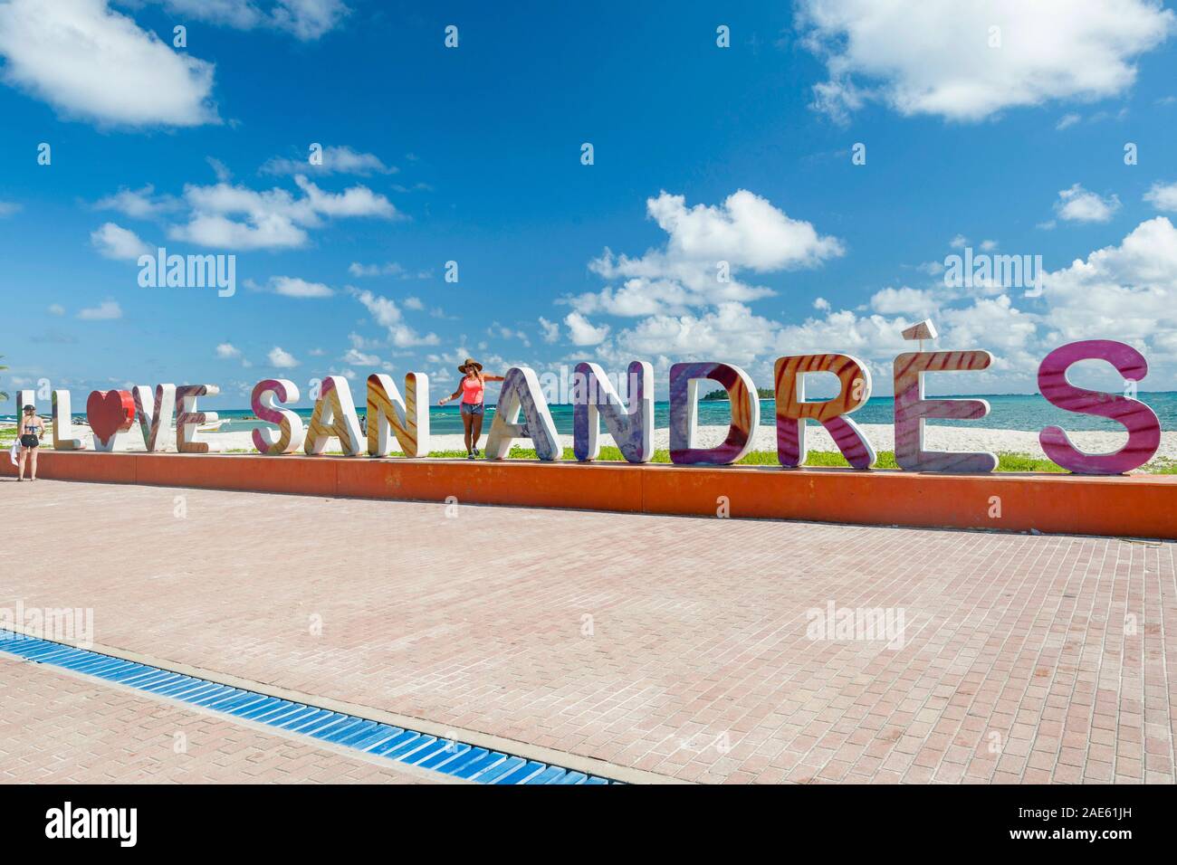 Ich liebe San Andres Zeichen auf der Insel San Andres, Kolumbien. Stockfoto