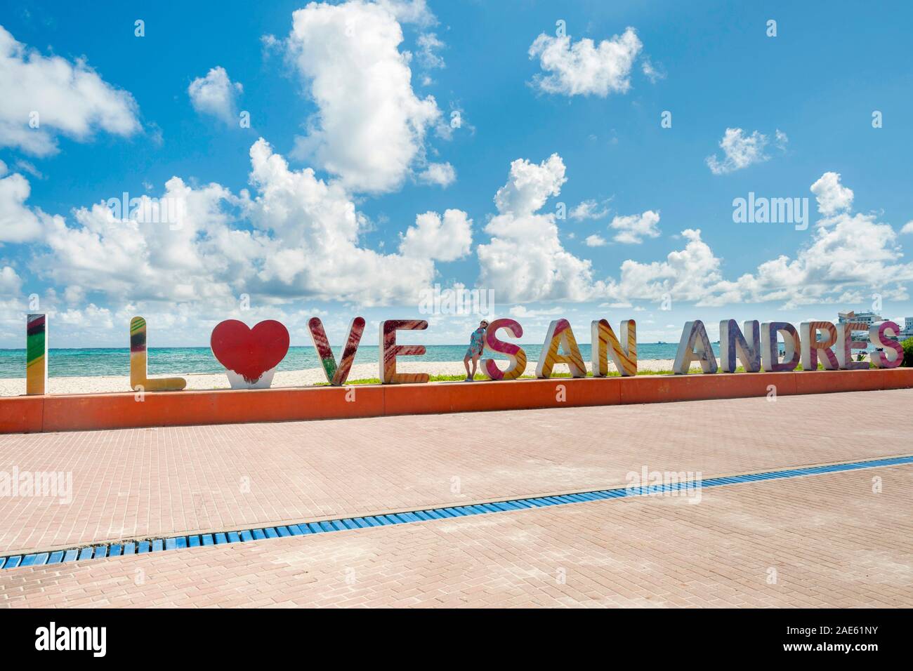 Ich liebe San Andres Zeichen auf der Insel San Andres, Kolumbien. Stockfoto