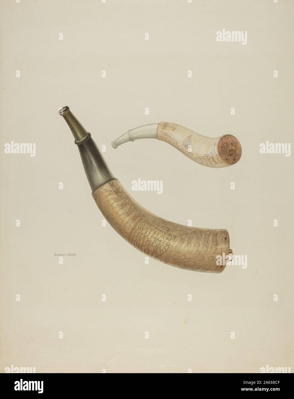 Pulver Horn; 1935/1942 Alfred Koehn, Pulver Horn, 1935-1942 Stockfoto