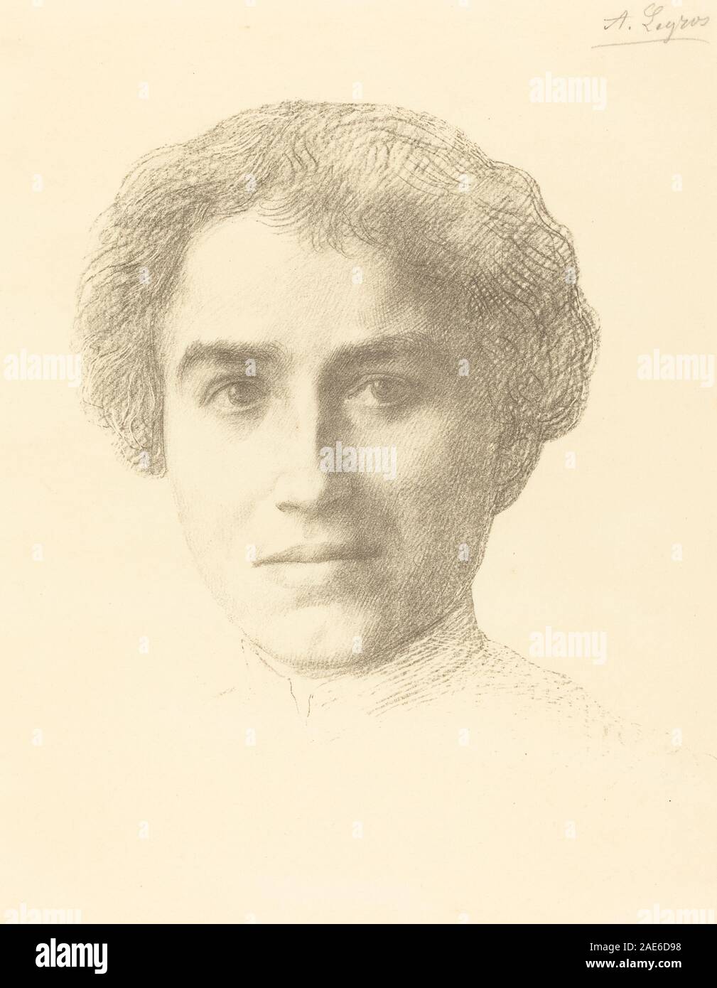 Dieses Werk von Alphonse Legros zeigt ein Porträt von Mlle. Simpson zeigt Gesichtszüge, Ausdruck und Haltung. Die Komposition betont menschliche Figur, Porträtkunst und französische Gravurkonventionen des 19. Jahrhunderts. Stockfoto
