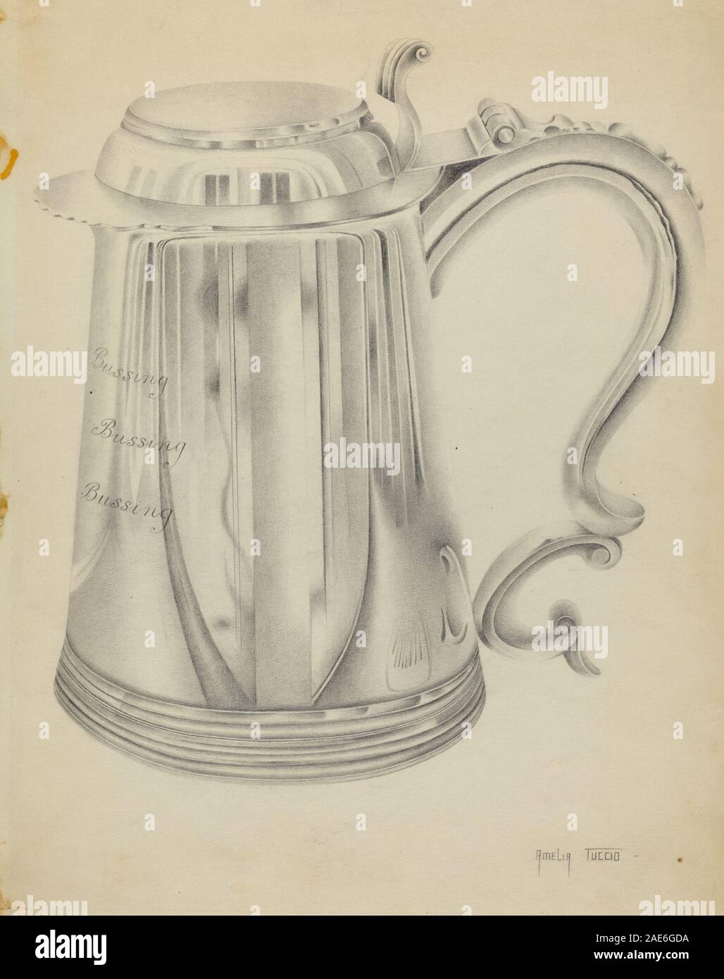 Silber Tankard; circa 1936 Datum Amelia Tuccio, Silber Tankard, c 1936 Stockfoto