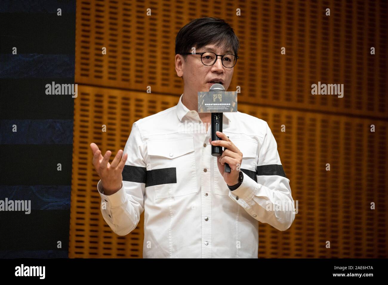 Macao, China. 07 Dez, 2019. Der 4. Internationalen Film Festivals & Auszeichnungen Macau 2019 (IFFAM) Masterclass mit Südkoreanischen Regisseur und Drehbuchautor Yong-hwa KIM. Alamy Live news/Jayne Russell Stockfoto