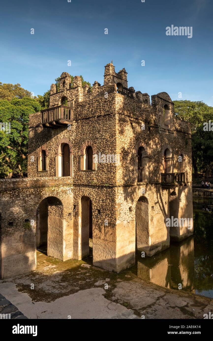 Äthiopien, Amhara-region, Gondar, Fasilidas-Pool, der Residenz des Kaisers mit leeren Pool Stockfoto