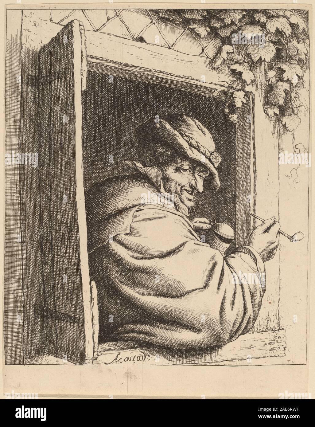 Raucher an einem Fenster; wahrscheinlich 1667: Adriaen van Ostade, Raucher an einem Fenster, wahrscheinlich 1667 Stockfoto Raucher an einem Fenster; wahrscheinlich 1667: Adriaen van Ostade, Raucher an einem Fenster, wahrscheinlich 1667 Stockfoto