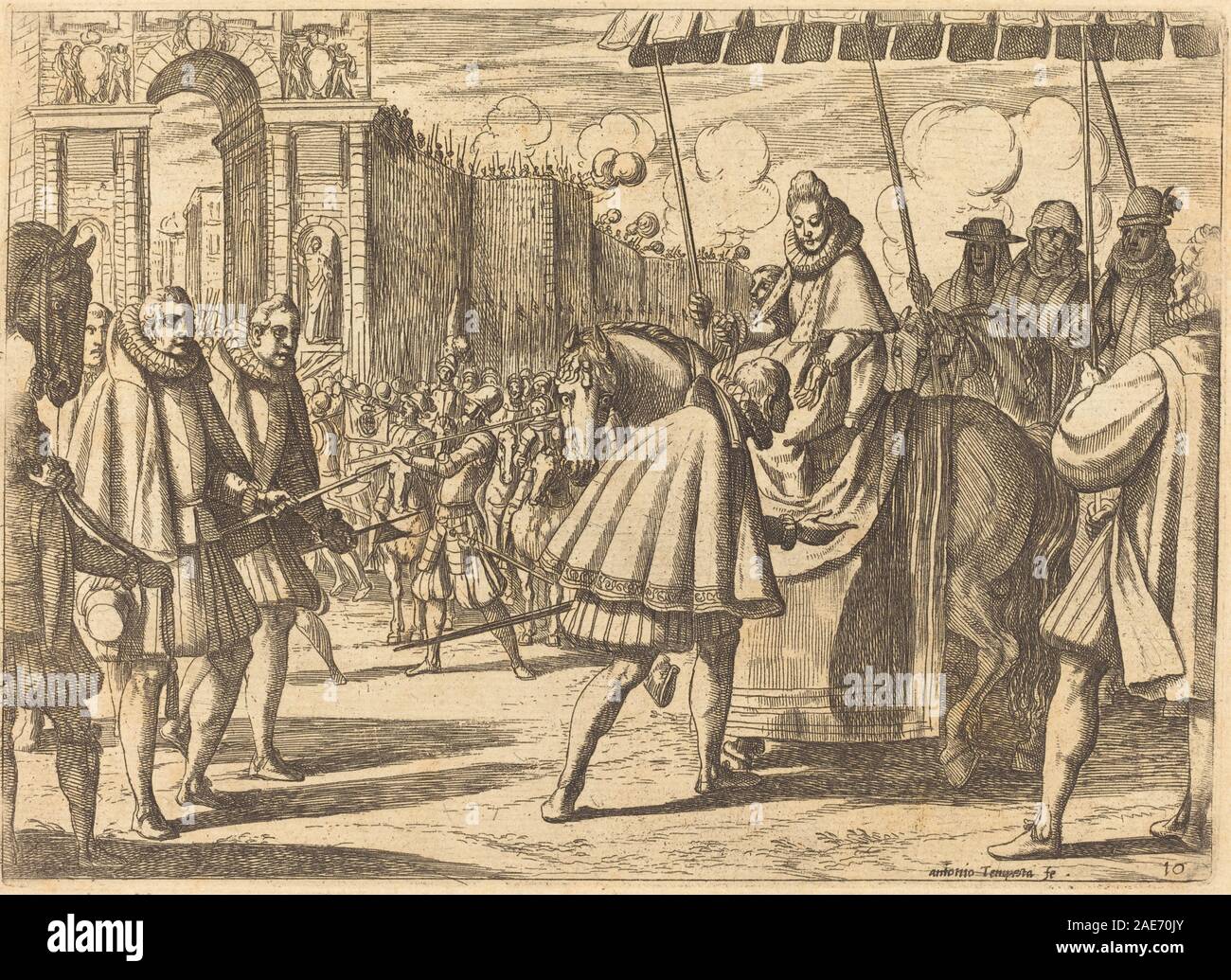 Den triumphalen Einzug von Margarete von Österreich; 1612 Datum Antonio Tempesta, triumphalen Einzug von Margarete von Österreich, 1612 Stockfoto