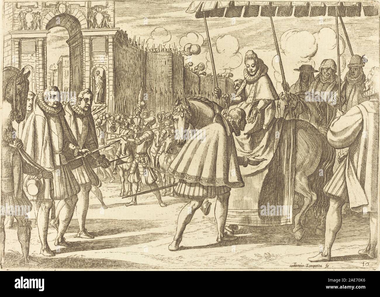 Den triumphalen Einzug von Margarete von Österreich; 1612 Datum Antonio Tempesta, triumphalen Einzug von Margarete von Österreich, 1612 Stockfoto