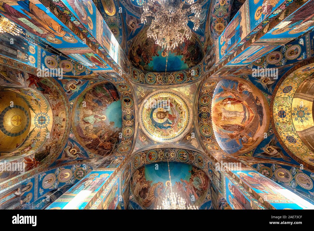 In farbenfrohen Interieur und Mosaiken in der Kirche des Erlösers auf Blut vergossen. Die Auferstehung Christi Kathedrale in St. Petersburg, Russland Stockfoto
