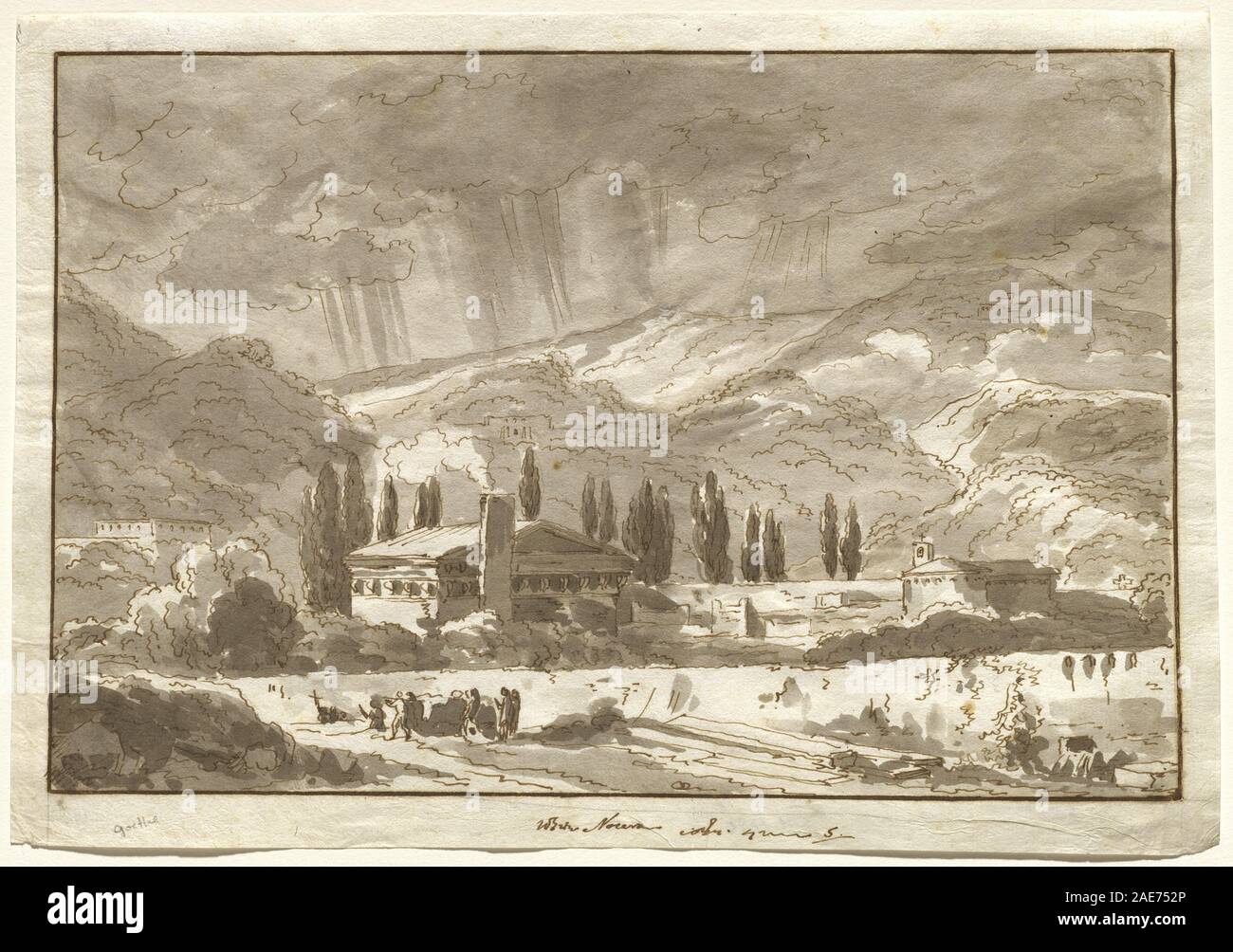 Ein Gewitter über die Berge in der Nähe von Nocera; c. 1787 Johann Wolfgang von Goethe, ein Sturm über die Berge in der Nähe von Nocera zugeschrieben, c 1787 Stockfoto