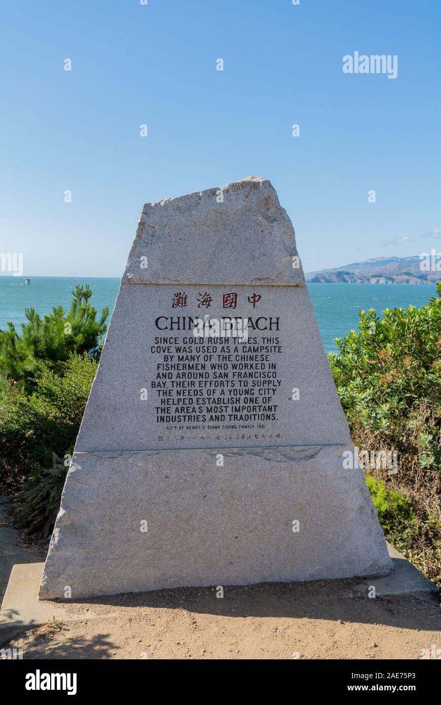 San Francisco / Vereinigte Staaten von Amerika, USA: Stein in China Beach Stockfoto