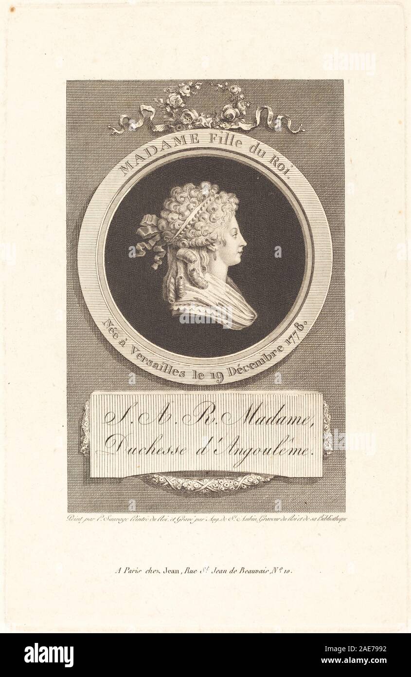 Marie-Thérèse-Charlotte, Herzogin von Angoulême; 1791 Datum Augustin de Saint-Aubin nach Piat Joseph Sauvage, Marie-Thérèse-Charlotte, Herzogin von Angoulême, 1791 Stockfoto