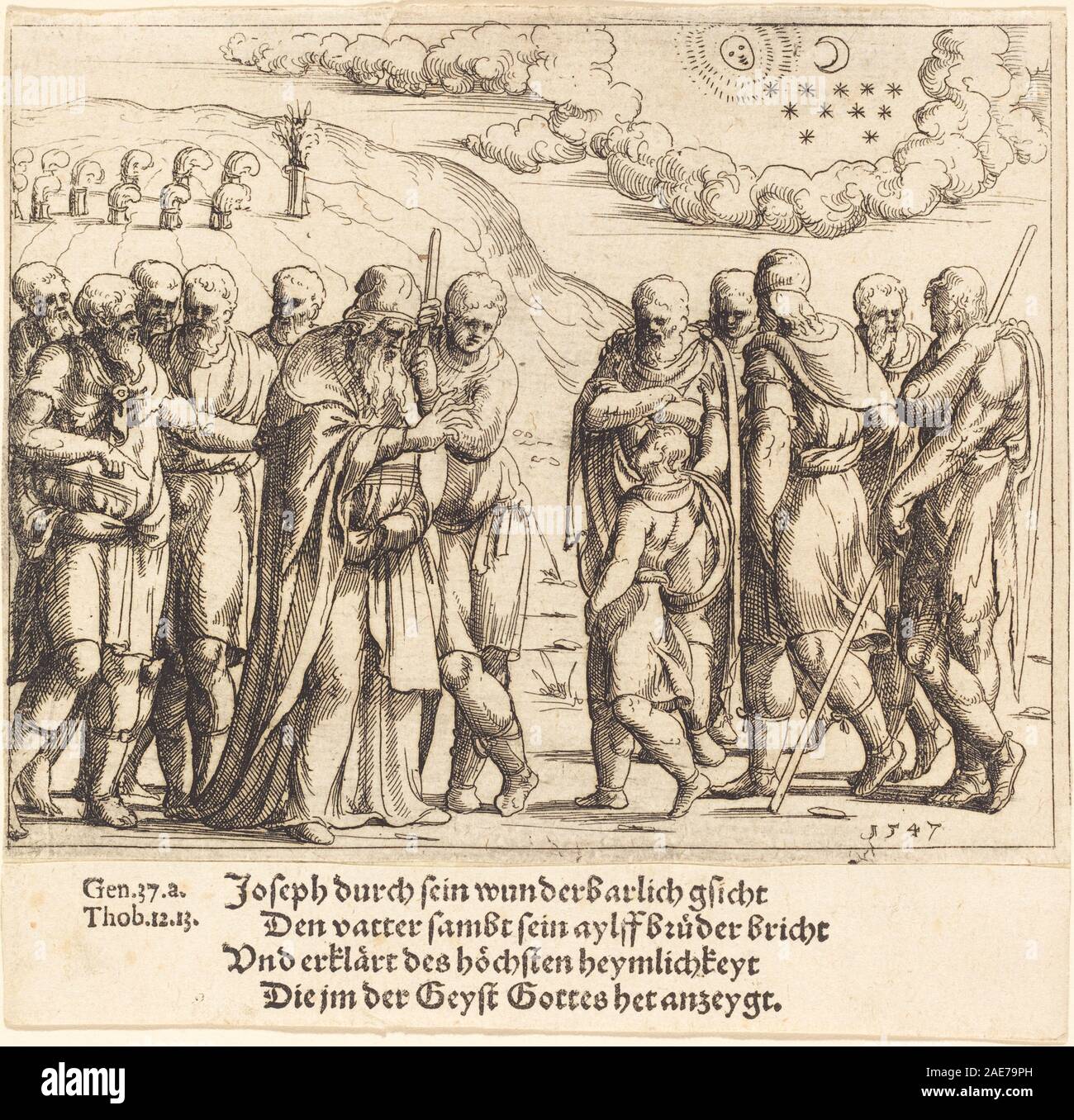 Joseph erzählt seine Träume; 1547 Datum Augustin Hirschvogel, Joseph erzählt seine Träume, 1547 Stockfoto