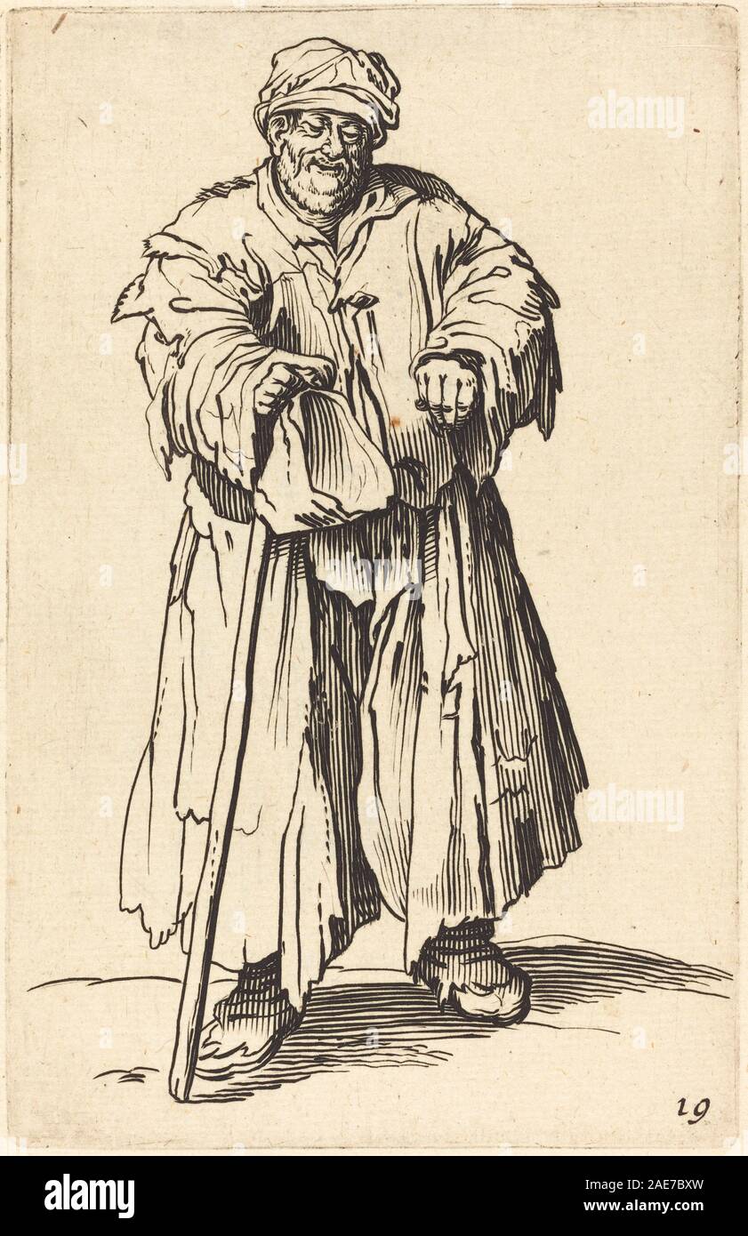 Fat Bettler mit Augen Warf nach Jacques Callot, Fett Bettler mit Augen Warf Stockfoto