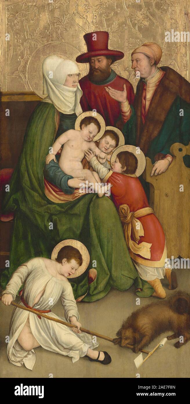 Gemälde von Bernhard Strigel, um 1520–1528, mit der Darstellung der Heiligen Maria Kleophas und ihrer Familie. Das Werk veranschaulicht religiöse Figuren, Andachtsbilder und Komposition aus der Renaissance. Stockfoto