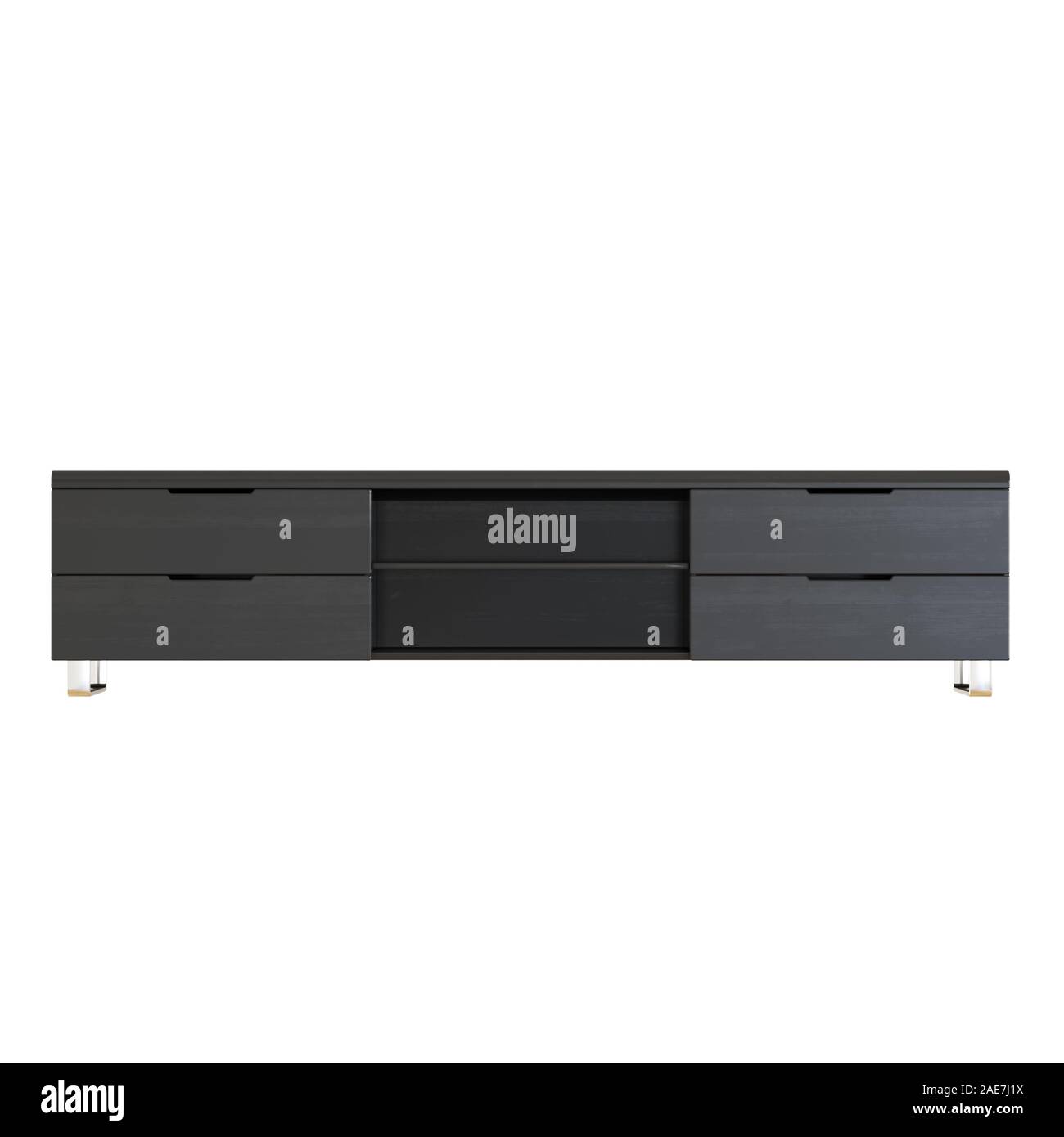 Holz- Grau lange stehen tv auf isolierten Hintergrund. 3D-Rendering Stockfoto