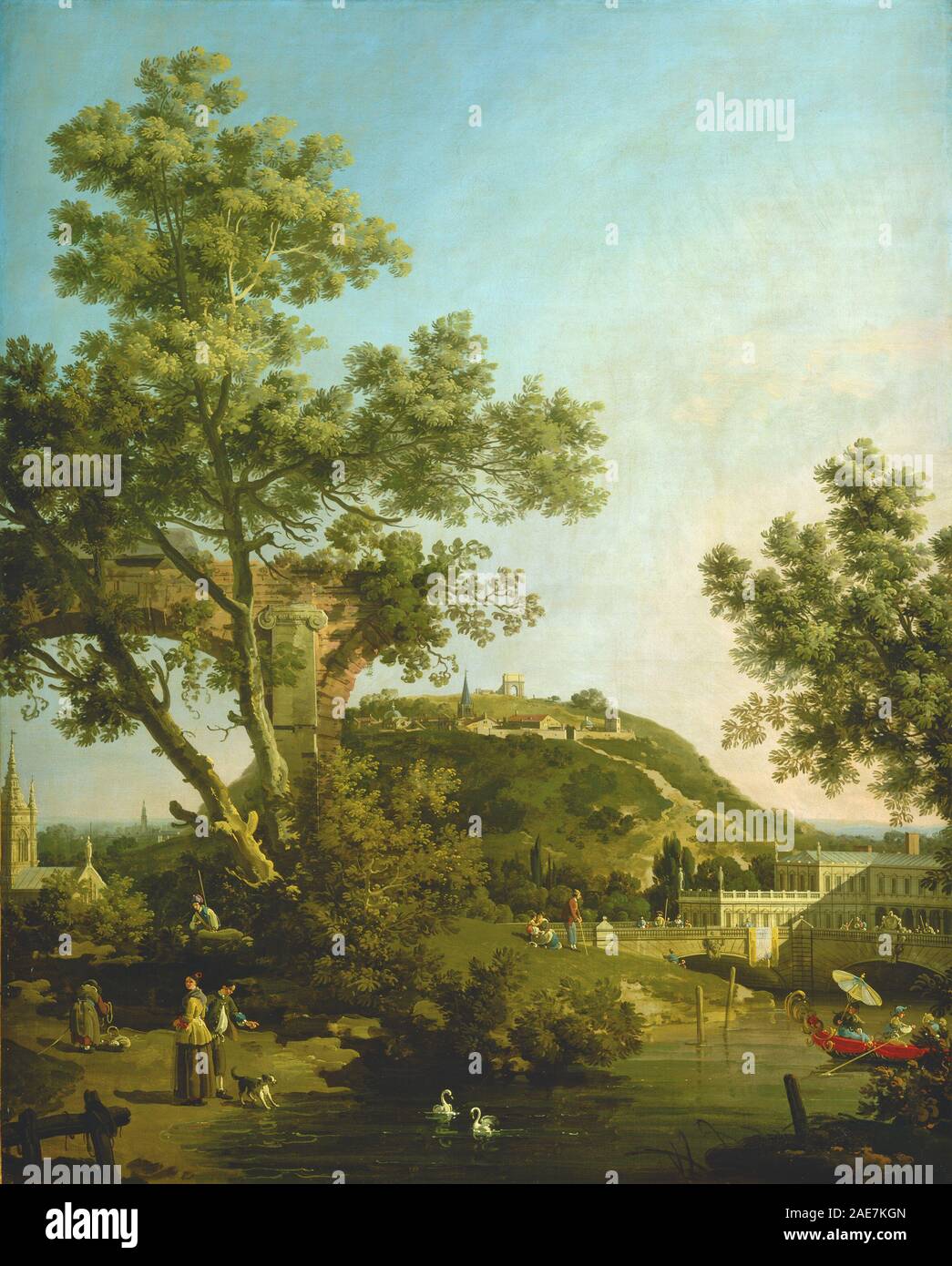 Englisch Landschaft Capriccio mit einem Palast; c. 1754 Canaletto, englische Landschaft Capriccio mit einem Palast, c 1754 Stockfoto