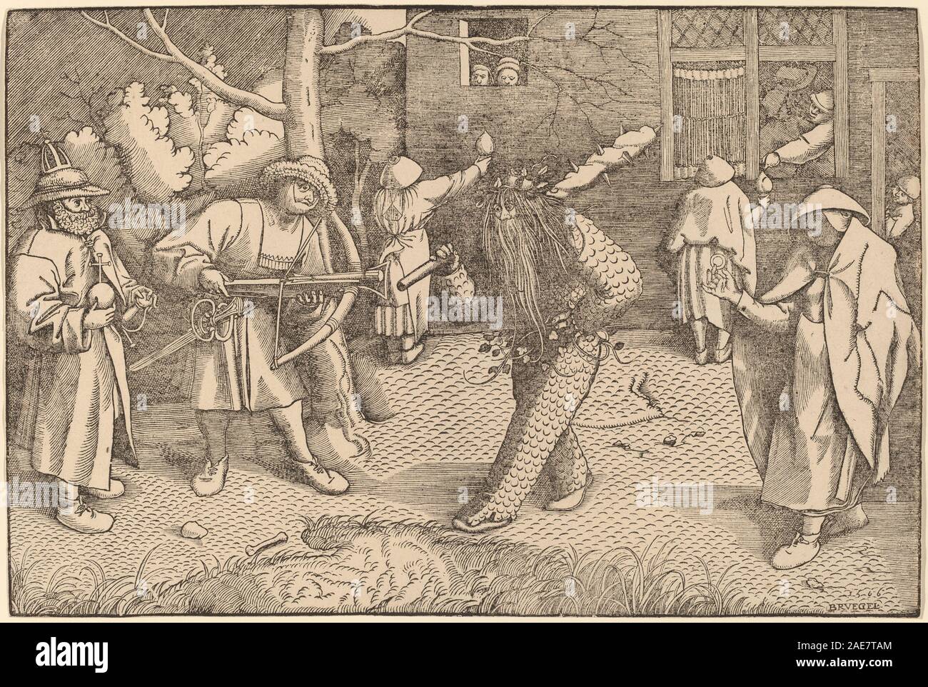 Die maskerade von Ourson und Valentin; 1566 Datum nach Pieter Bruegel der Ältere, die Maskerade des Ourson und Valentin, 1566 Stockfoto