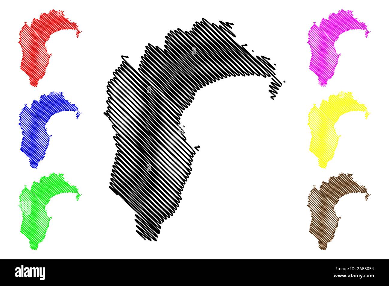 Hawkes Bay Region (Regionen von Neuseeland, Nordinsel) Karte Vektor-illustration, kritzeln Skizze Hawke's Bay Karte anzeigen Stock Vektor