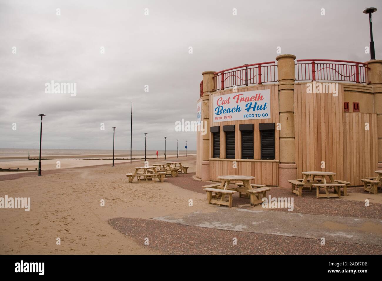 Die britischen Badeort Attraktion im Winter gesperrt Stockfoto