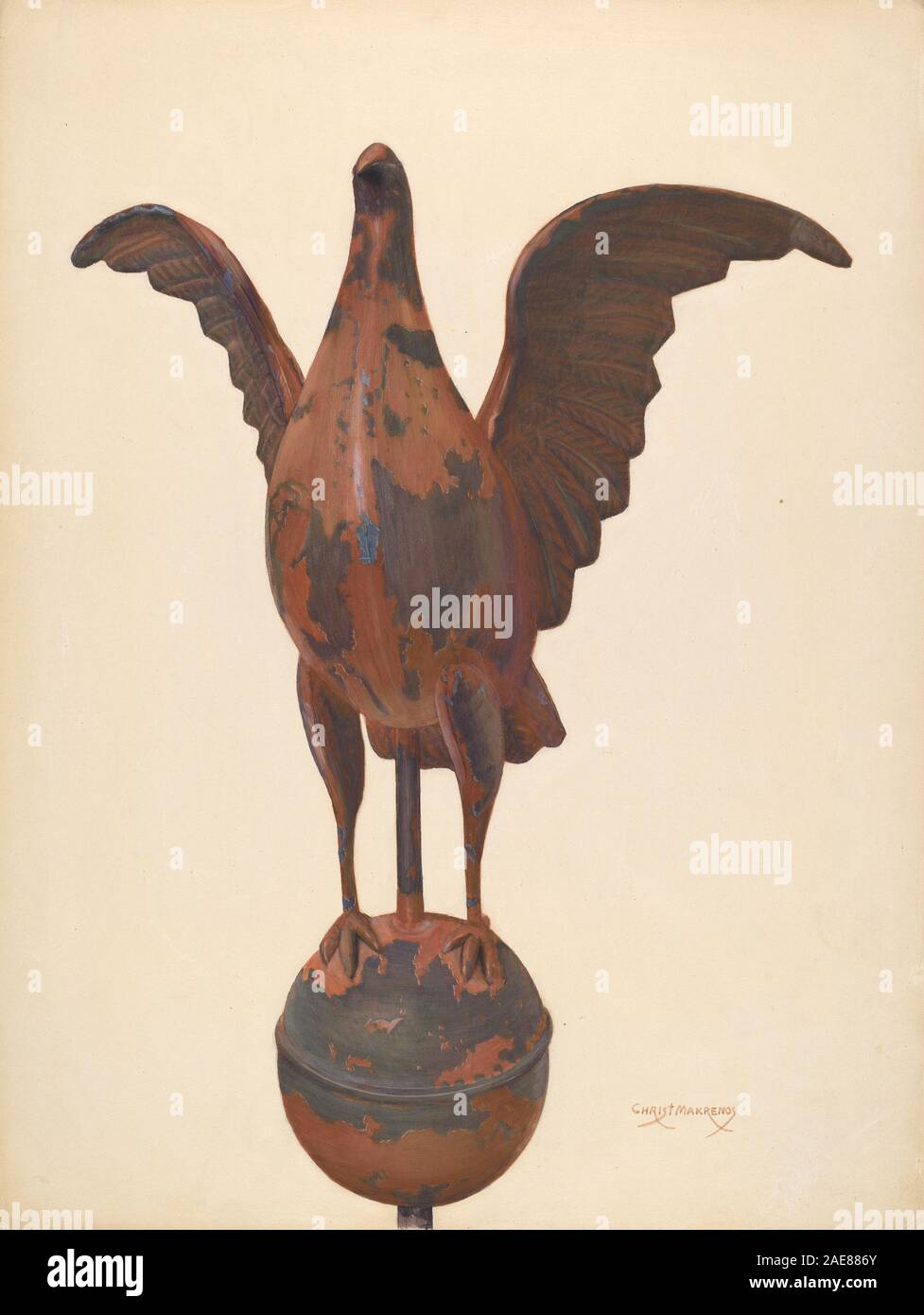 Flag-polig Finial Taube; 1935/1942 Chris Makrenos, Flag-polig Finial Taube, 1935-1942 Stockfoto