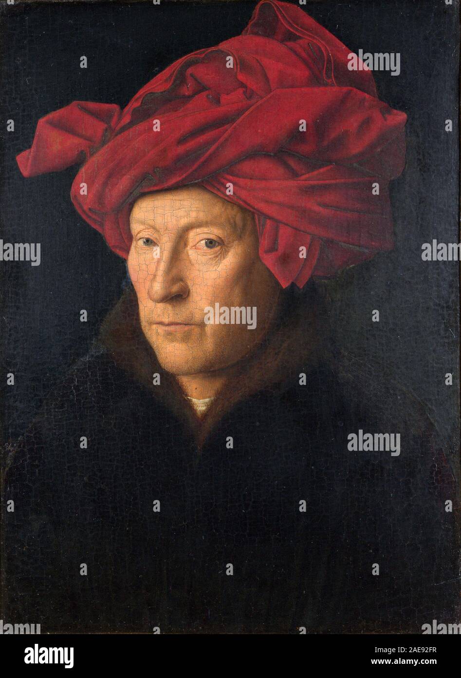 Jan van Eyck, Bildnis eines Mannes, Self-portrait von Jan van Eyck, Jan van Eyck (1390 - ca. 1441), flämischer Maler Stockfoto