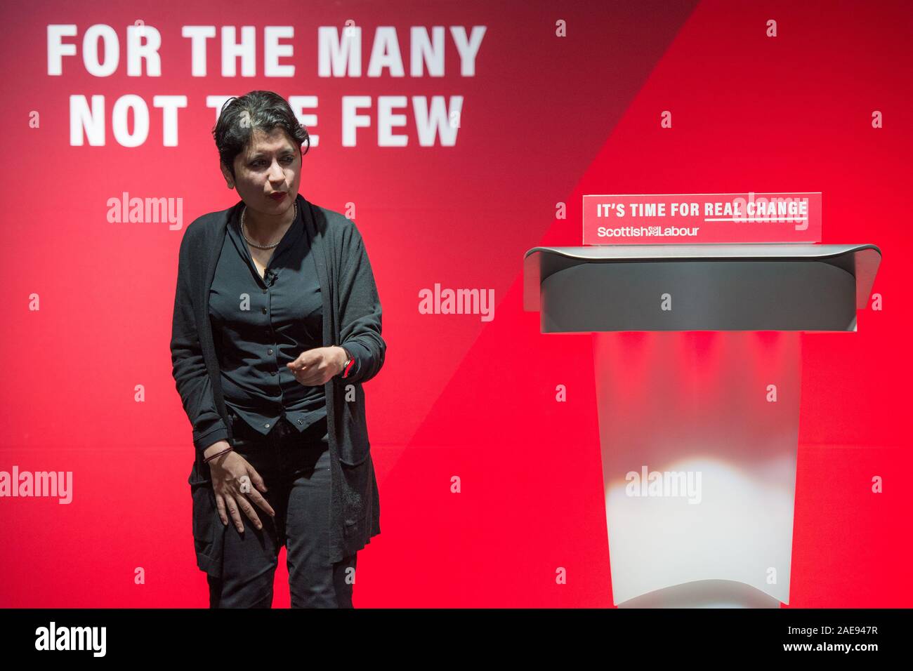 Glasgow, UK. Vom 7. Dezember 2019. Im Bild: Baroness Shami Chakrabarti CBE, PC. Scottish Labour Party Wahl Kundgebung an der Innovation und Technologie Gebäude an der Universität Strathclyde, Glasgow. Stockfoto