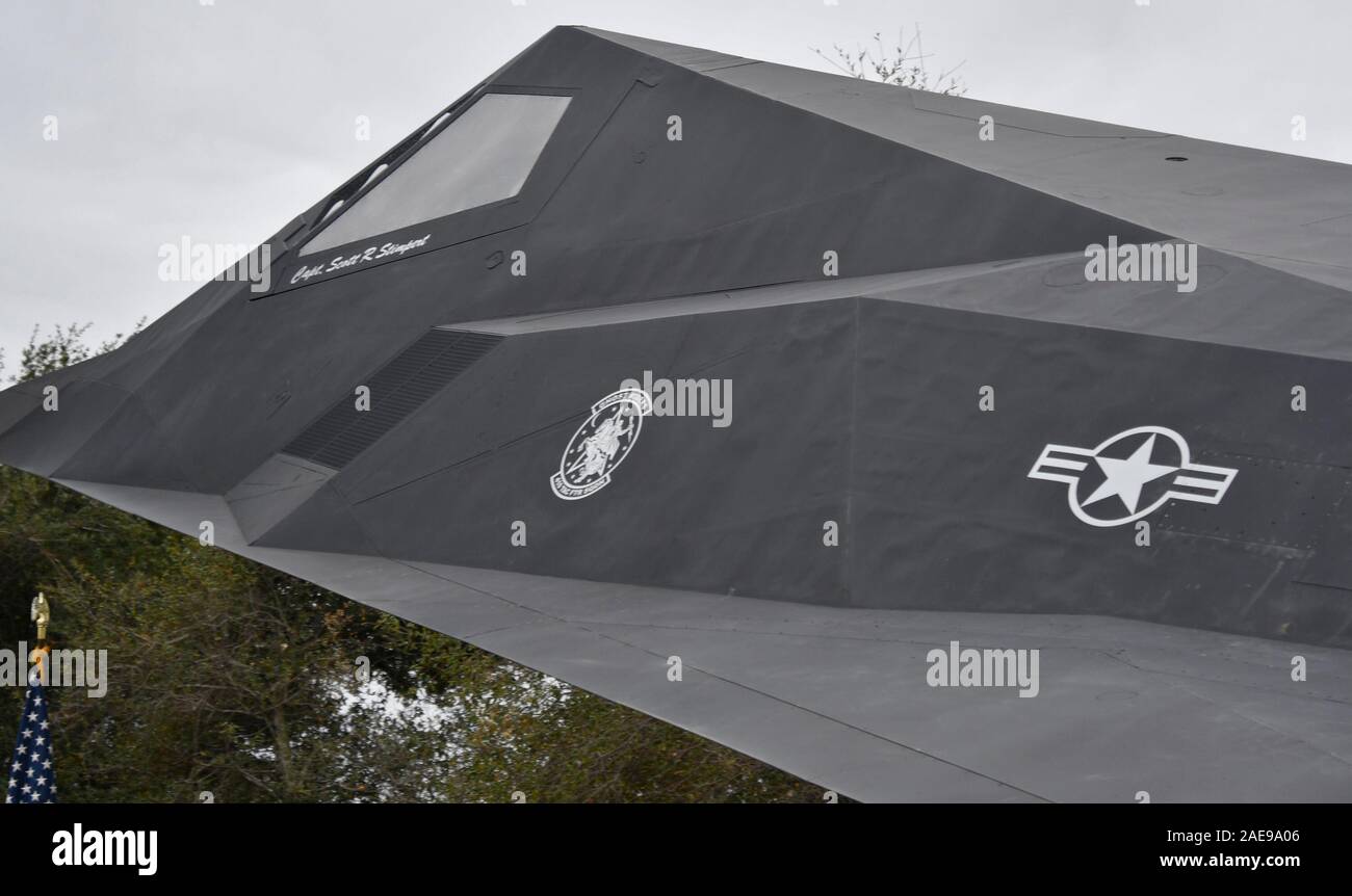 Neue F-117 Nighthawk Stealth Fighter die ersten operativen Stealth Fighter in seinen rechtmäßigen Platz in der Geschichte jetzt Exponat auf der Ronald Reagan Presidential Library und Museum jetzt Samstag geöffnet. Simi Valley, CA/USA/2019. Credit: Gene Blevins/ZUMA Draht/Alamy leben Nachrichten Stockfoto