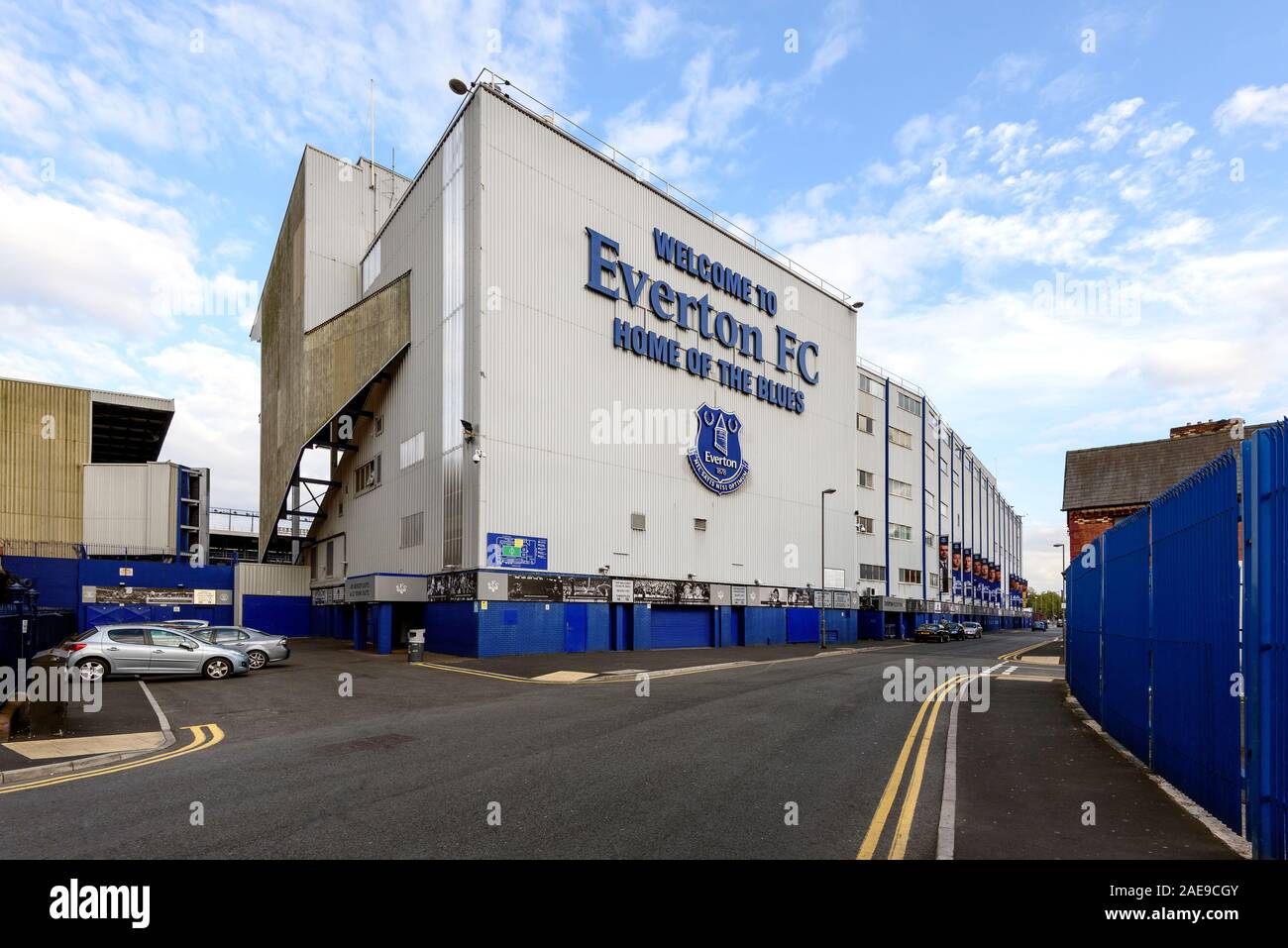 LIVERPOOL, ENGLAND - Mai 14,2015: Der Goodison Park Stadion ist das Heimstadion des FC Everton Football Club. Stockfoto