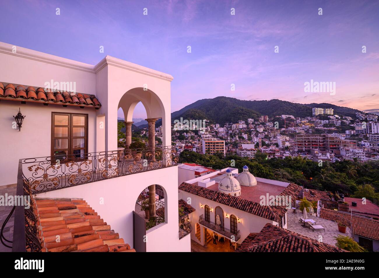 Casa Kimberly : VIP Zimmer Aussicht von Deck; Puerto Vallarta, Jalisco, Mexiko. Stockfoto