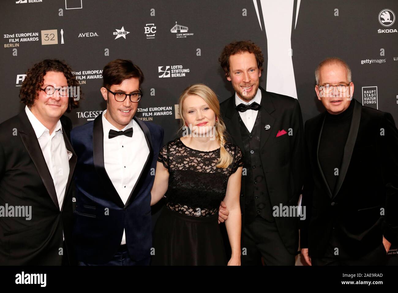 Berlin, Deutschland. Dezember 7th, 2019. 32. Europäische Filmpreis im Haus der Berliner Festspiele in Berlin, Deutschland. Im Bild: Jonas Weydemann, John gürtler, Frauke Kobmueller, Jakob Weydemann und Peter Hartwig © Piotr Zajac/Alamy leben Nachrichten Stockfoto