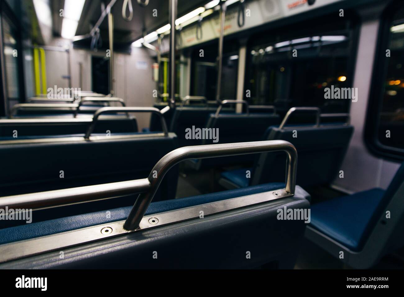 Innenraum der U-Bahn U-Bahn Auto in Calgary, Kanada Stockfoto