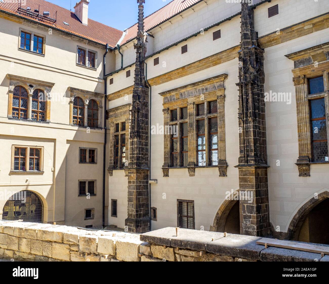 Alter Königspalast beherbergt die Geschichte der Prager Burg Ausstellung Prager Burg Komplex Prag Tschechische Republik. Stockfoto