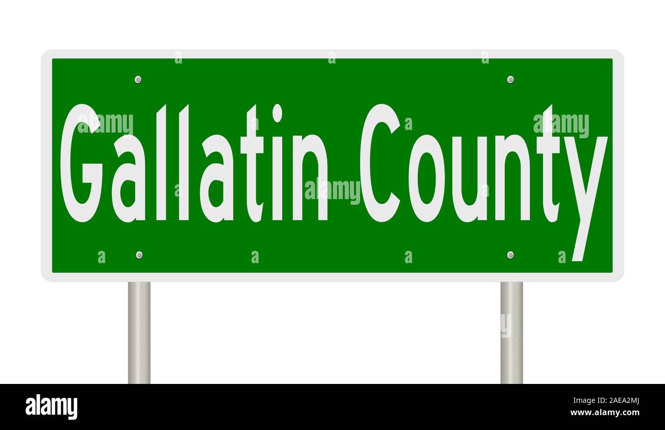 Rendering von 3d-grüne Hinweisschild für Gallatin County Stockfoto