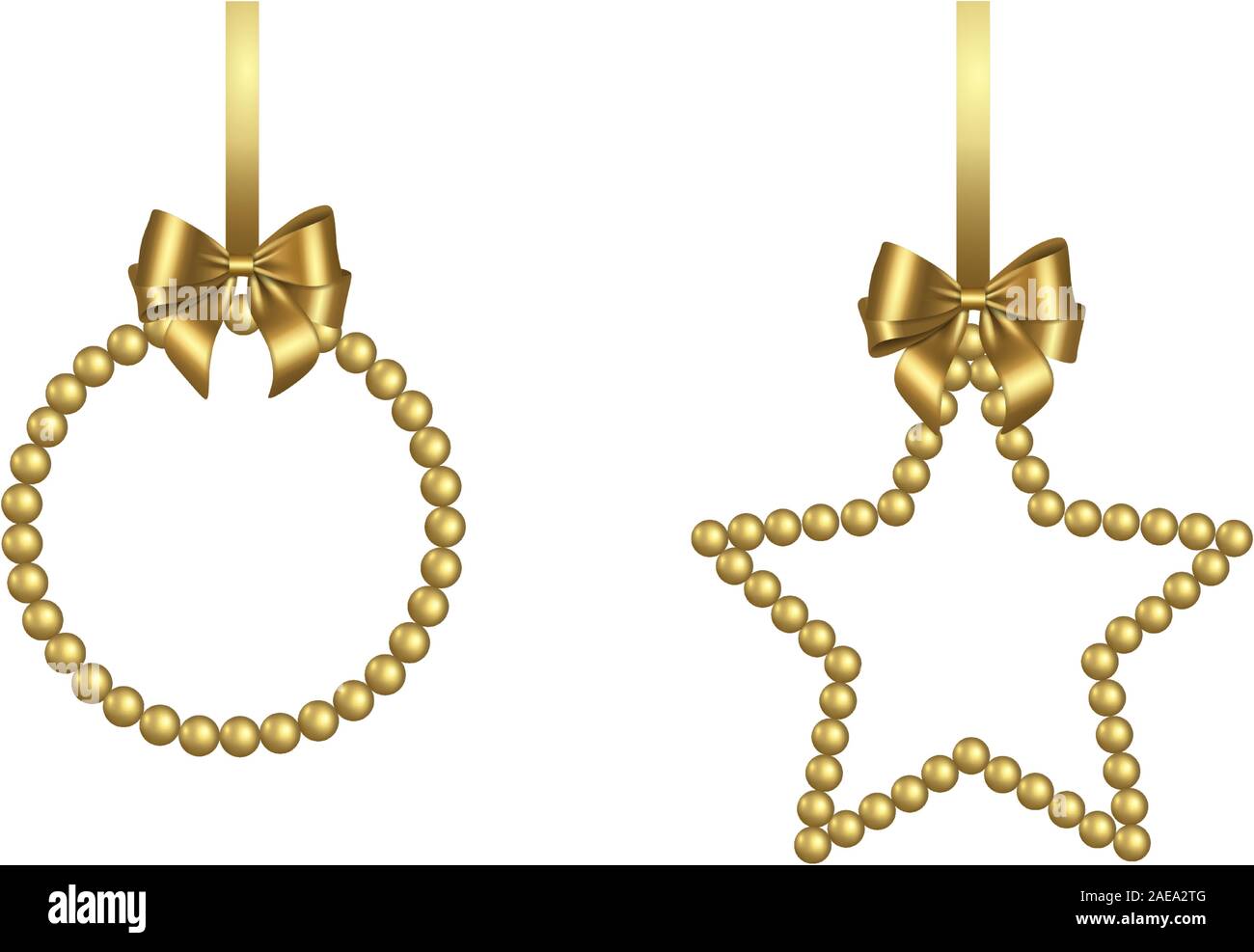 Weihnachten Rahmen mit Gold Perlen und Bogen Stock Vektor