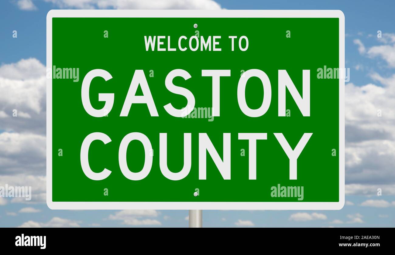 Rendering von 3d-grüne Hinweisschild für Gaston County Stockfoto