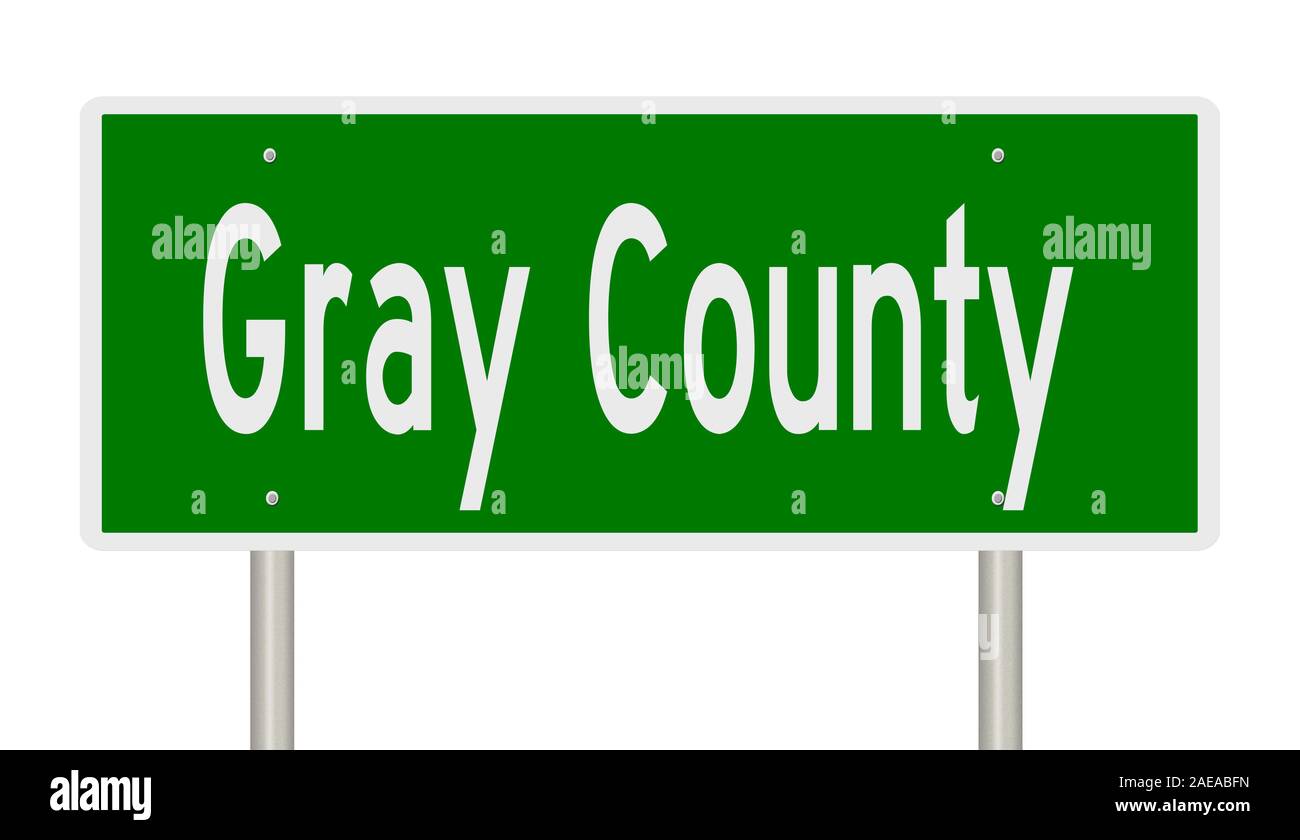 Rendering von 3d-grüne Hinweisschild für Gray County Stockfoto