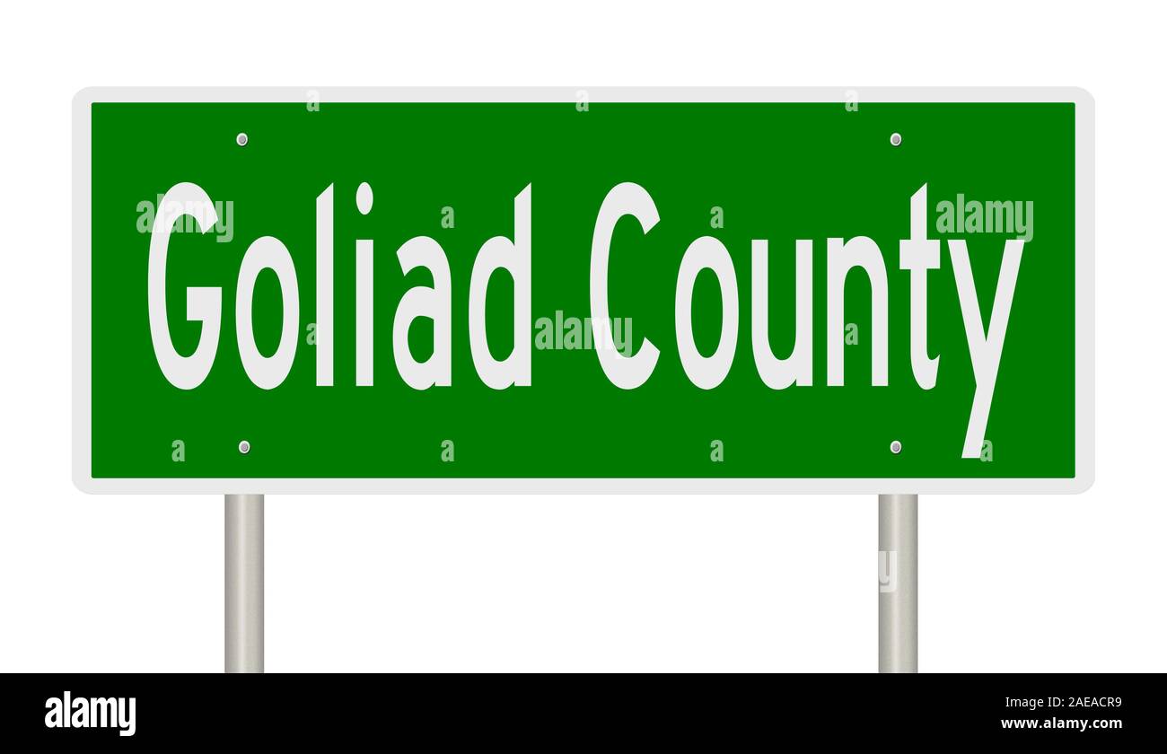 Rendering von 3d-grüne Hinweisschild für Goliad County Stockfoto