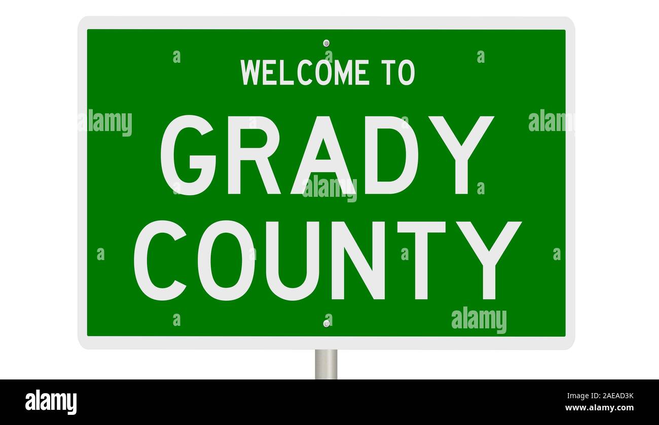 Rendering von 3d-grüne Hinweisschild für Grady County Stockfoto