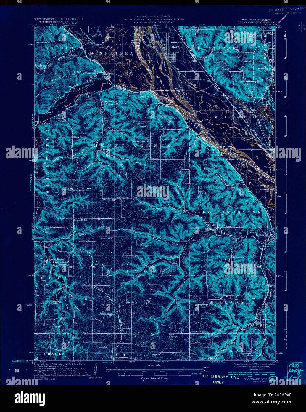 MN Cochrane 502316 1937 62.500 invertiert Wiederherstellung Stockfoto