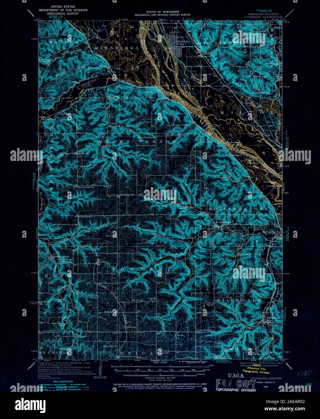 MN Cochrane 804552 1934 62.500 invertiert Wiederherstellung Stockfoto