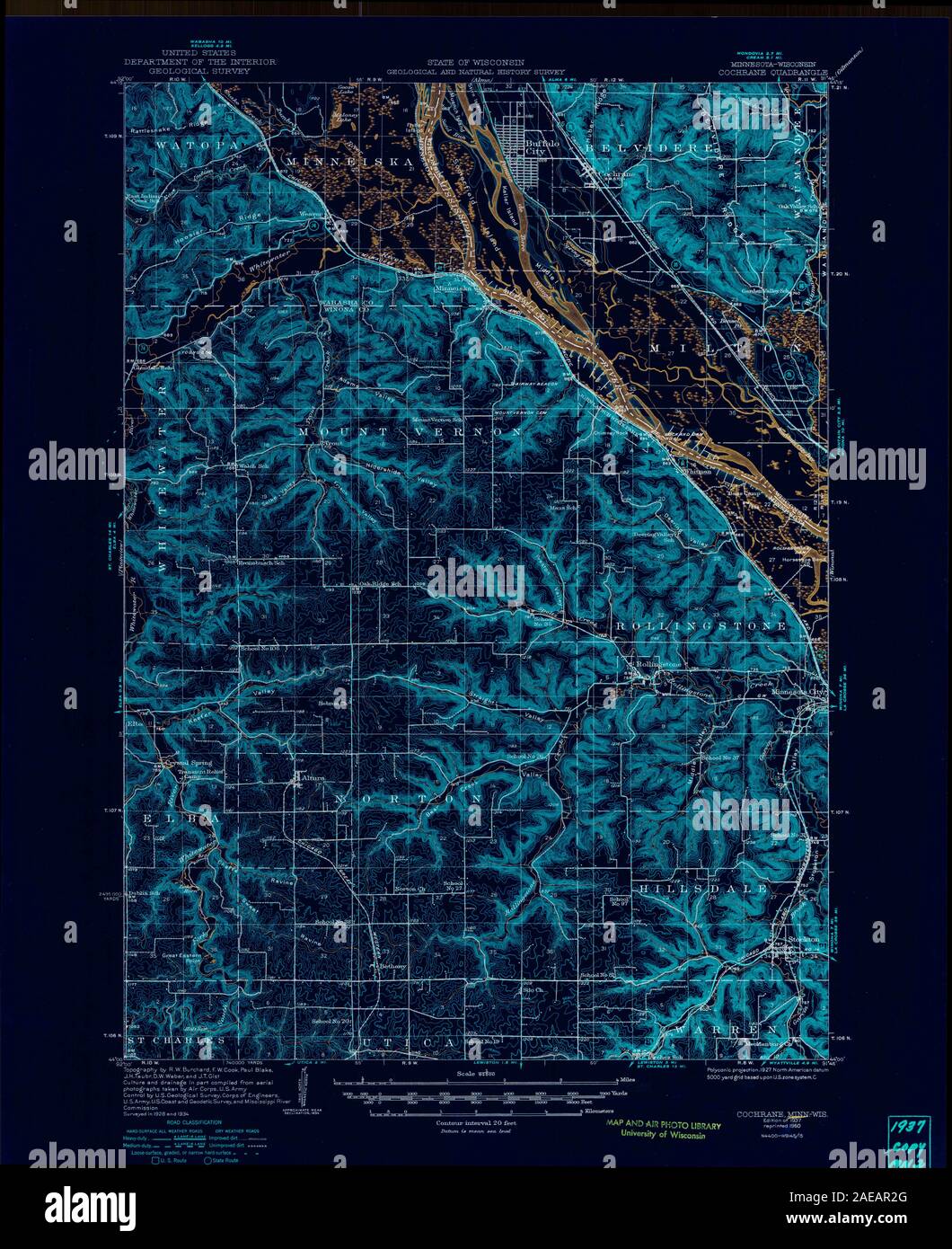 MN Cochrane 504213 1937 62.500 invertiert Wiederherstellung Stockfoto