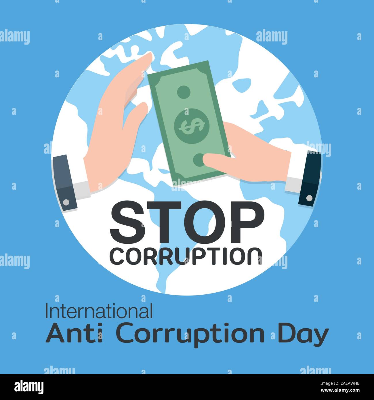 Internationaler Antikorruptionstag für Banner oder Poster - Vector Illustration Stock Vektor