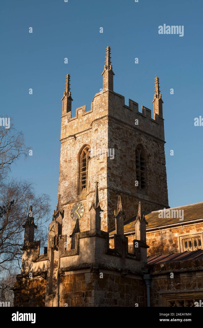 St. Peter ad Vincula Kirche im Winter, South Newington, Oxfordshire, England, Großbritannien Stockfoto