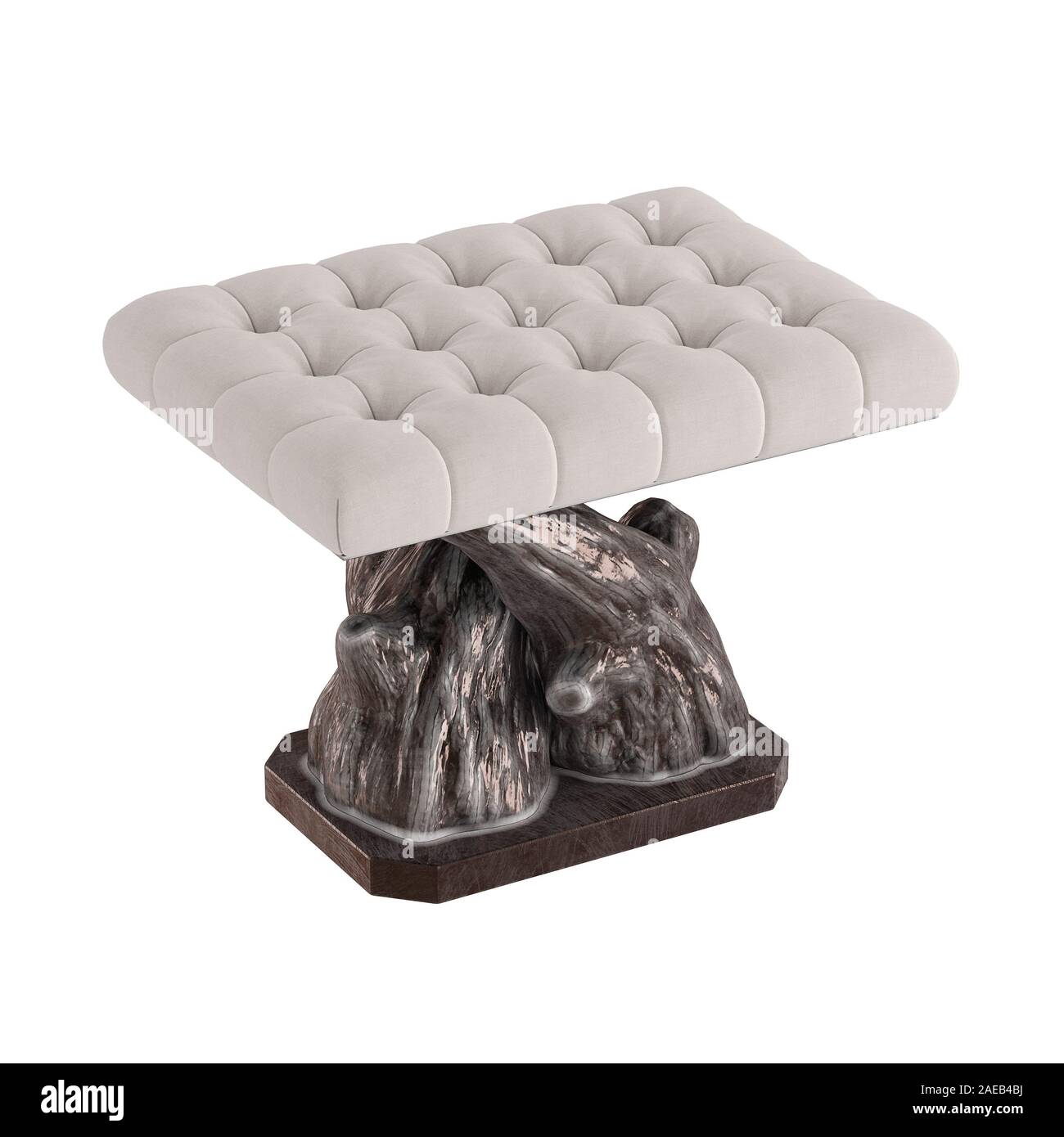 Tuch pouf Pouf auf weißem Hintergrund. 3D-Rendering Stockfoto