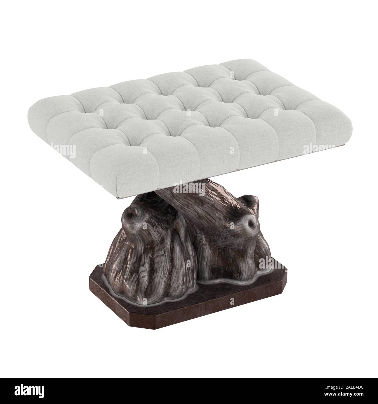 Tuch pouf Pouf auf weißem Hintergrund. 3D-Rendering Stockfoto