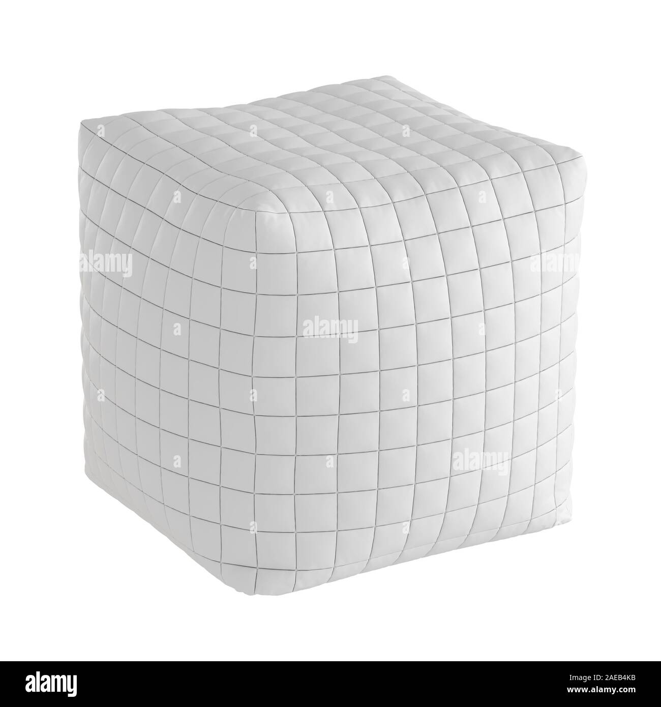 Weiß Leder Hocker auf weißem Hintergrund. 3D-Rendering Stockfoto