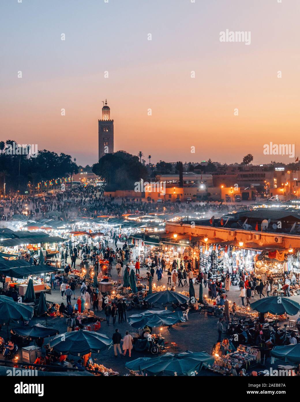 Djemaa el Fna in Marrakesch, Marokko Stockfoto