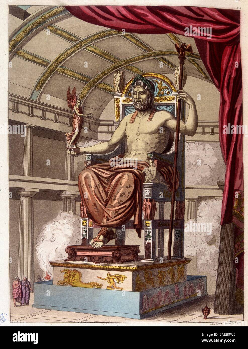 Statue de Jupiter (Zeus) - in "Le costume Ancien et Moderne par Ferrario, hrsg. Mailand, 1819-20 Stockfoto