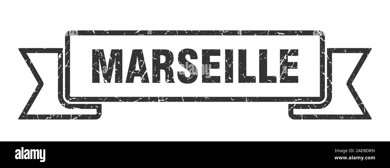 Marseille Ribbon. Schwarz Marseille grunge Band anmelden Stock Vektor