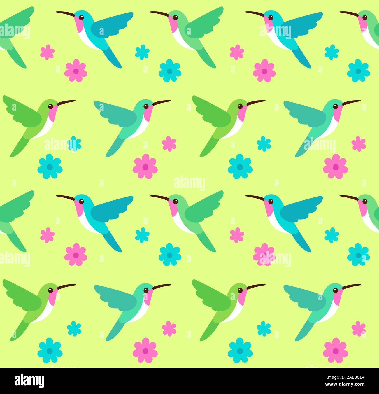Kolibris und Blumen nahtlose Muster. Floral background mit colibri Vögel, tropische Natur Vector Illustration. Stock Vektor