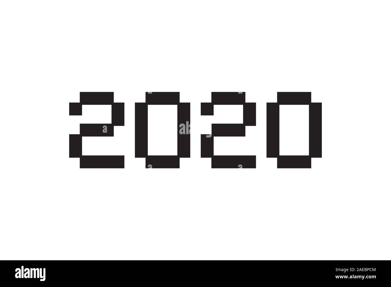 Anzahl Inschrift 2020. Frohes Chinesisches Neues Jahr der Ratte. Grußkarte Design Template in Pixel kunst Bitmapformat für Winterurlaub. Festliche Banne Stock Vektor